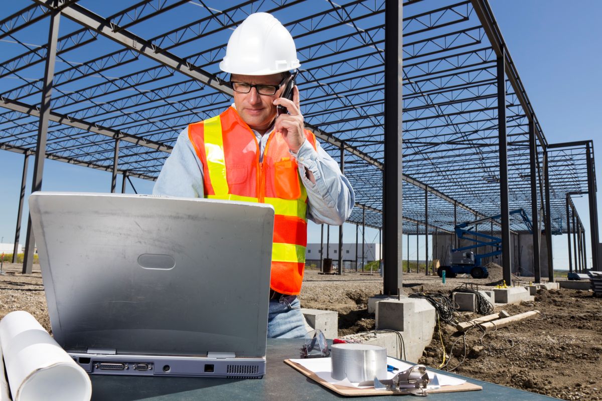 Engineer on a phone
