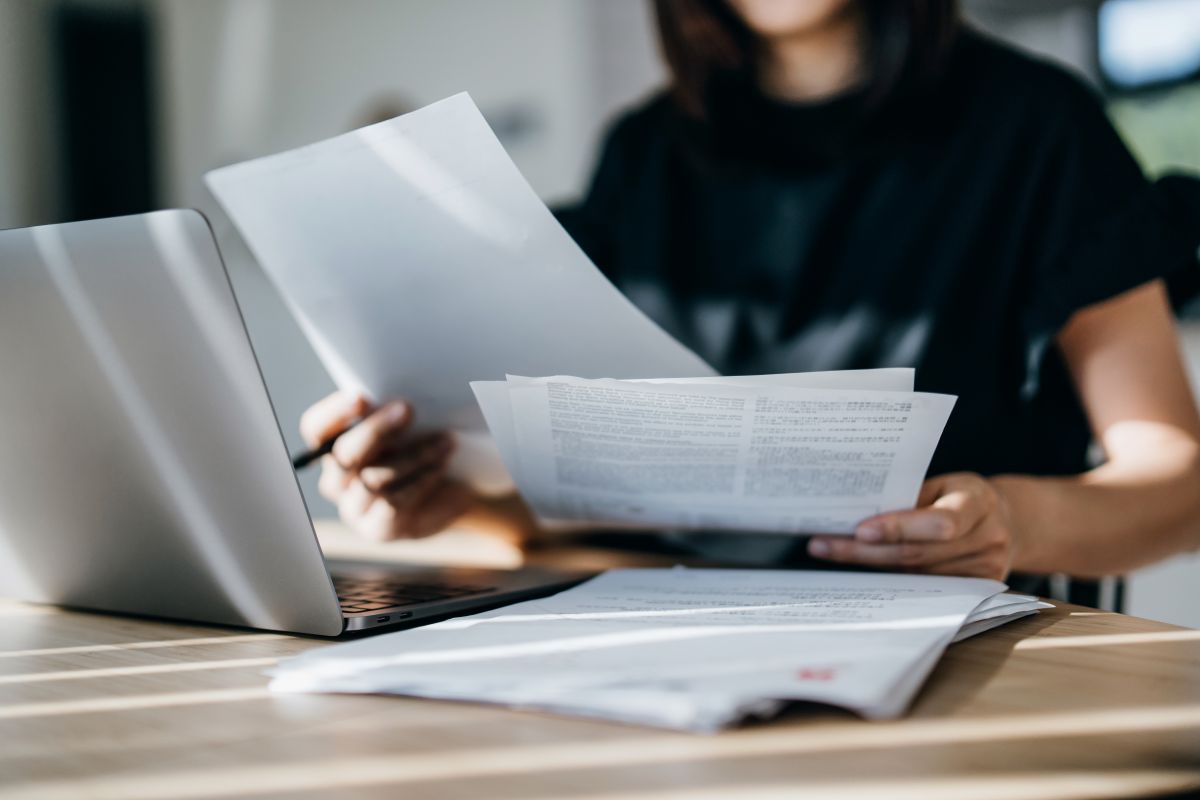 Person looking at documents